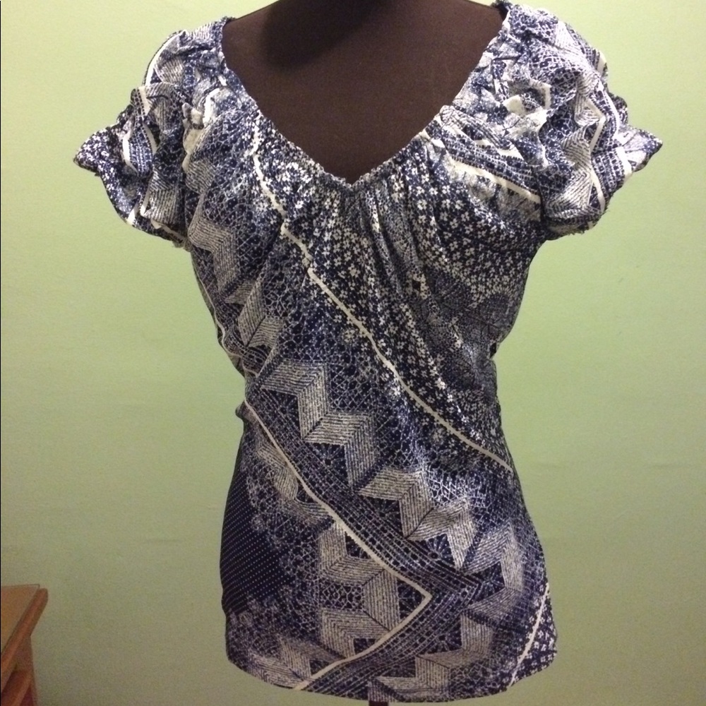 Deletta Navy Printed Top from Anthropologie